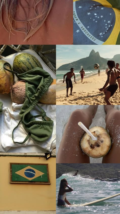 brazil #summer #brazil #moodboard Brazil Soccer Aesthetic, Brazil Sims 4 Cc, Brazil Trip Aesthetic, Brazil Summer Aesthetic, Brazilian Beach Aesthetic, Brazil Collage, Brazil Tropical, Travel Core, Brazil Pictures