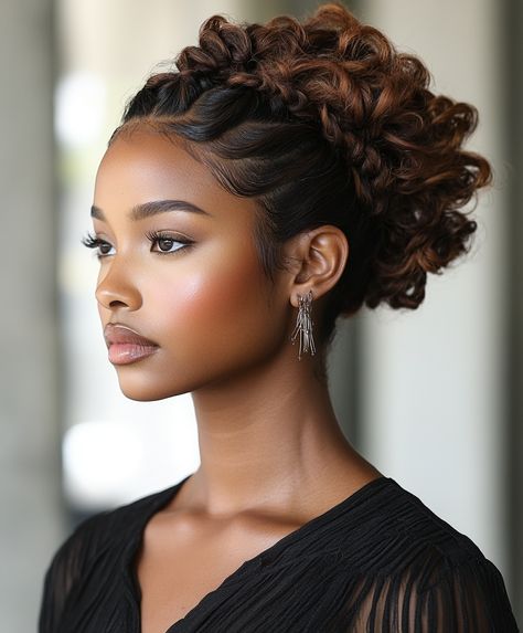 ✨ Glamorous Braids Updo Hairstyle: Chic Curly Updo With Braid Look Goddess Updo Hairstyles, Braided Crown Updo, Updo With Braid, Crown Updo, Crown Braid Updo, Braids Updo, Braided Crown, Braided Crown Hairstyles, Brown Hair Shades