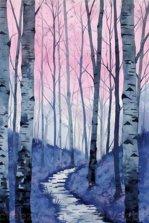 Birch Tree Art Watercolor, Simple Birch Tree Painting, Spring Birch Trees, Tree In Winter Drawing, Birch Trees In Snow, Abstract Birch Trees, Birch Tree Photos, White Birch Trees Painting, Birch Trees In Winter