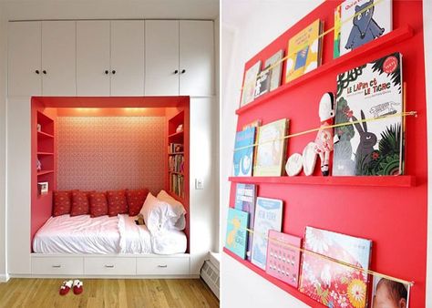 Girls' Rooms with Red Accents - by Kids Interiors Red Kids Room, Girls Bedroom Red, Red Kids Rooms, Kids Bedroom Paint Colors, Disney Girls Room, Boy Room Red, Pink Kids Bedrooms, Basement Den, Red Room Decor