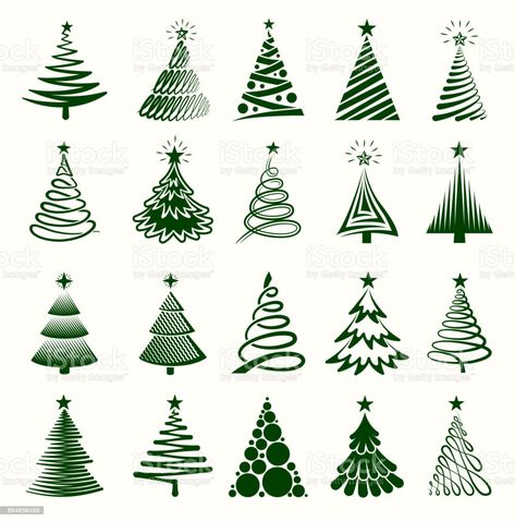 Christmas Tree Drawing, Christmas Tree Collection, Christmas Doodles, Vector Christmas, Christmas Graphics, Christmas Drawing, Noel Christmas, Christmas Embroidery, Christmas Paintings