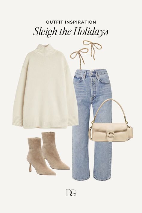 Easy holiday outfits | holiday outfit ideas, casual holiday outfit, festive outfit, casual holiday outfit Holiday City Outfits, Xmas Day Outfit Ideas Casual, Xmas Shopping Outfit, Holiday Breakfast Outfit, Holiday Girls Night Outfit, Amanda Woods The Holiday Outfits, Classy Christmas Outfit Casual, Beige Holiday Outfit, After Christmas Outfit