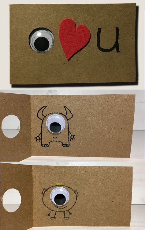 How to make cute love card of craft paper, googly eye and foam sheet. Valentines Cards For Kindergarten, Googly Eye Cards, Cards With Googly Eyes, Googley Eyes Crafts, Googly Eyes Crafts, New Year Cards Handmade, Googly Eye Crafts, Cute Valentines Day Cards, Valentines Diy Kids