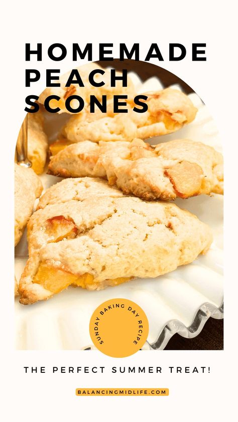 Best Peach Scones Recipe with Fresh Peaches - Peach Scones Recipe Easy, Peach Scones Recipe, Peach Recipes Breakfast, Fluffy Scones, Peach Scones, Best Scone Recipe, Fresh Peach Recipes, Afternoon Tea Recipes, Perfect Peach