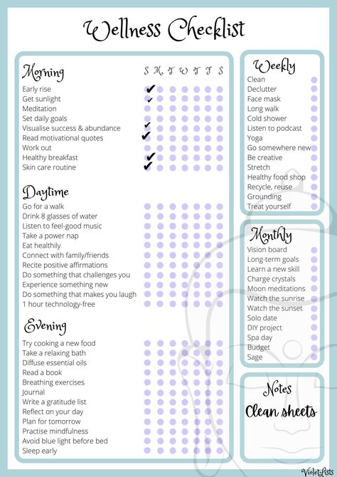 Wellness Checklist digital, Self-care List, Daily Wellness, Holistic Care - Etsy | Ekonomi Wellness Checklist, Daily Checklist, Holistic Care, Self Care Bullet Journal, Monthly Goals, Planner Pdf, Learn A New Skill, Cleaning Checklist, Spa Kit