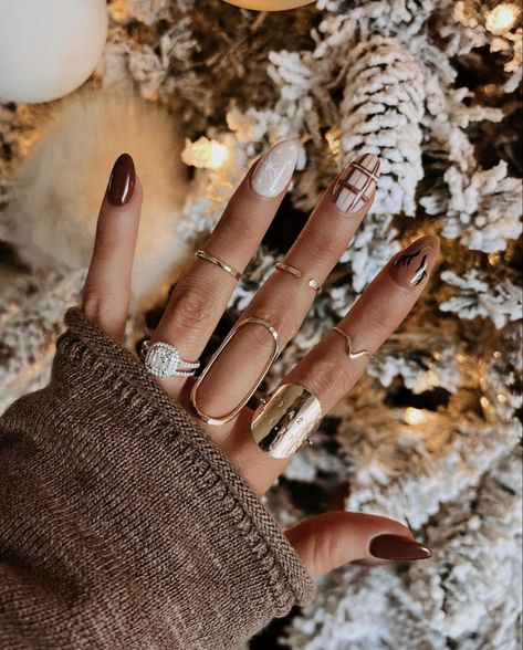 Beige Nails Design, Boho Nails, November Nails, Holiday Nail, Cute Gel Nails, Thanksgiving Nails, Festival Nails, Neutral Nails, Brown Nails