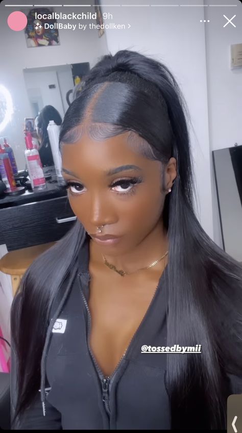 Braiding Tips, Trap Aesthetic, Silk Press Hair, Lace Wigs Styles, Brown Straight Hair, Sleek Ponytail Hairstyles, Frontal Wig Hairstyles, Front Hair, Frontal Hairstyles