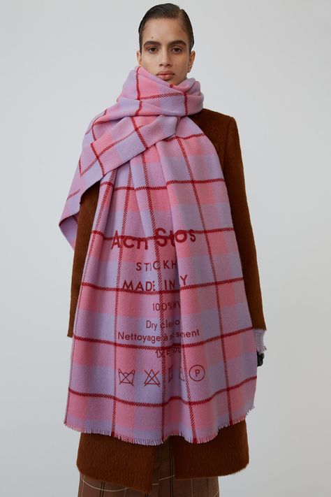 Acne Studios – Shop Women’s Ready-to-wear, accessories, shoes and denim Acne Scarf, Lilac Scarf, Scarf Outfit Winter, Coral Scarf, Logo Pink, Logo Scarves, Scarf Outfit, Checked Scarf, Pink Lilac