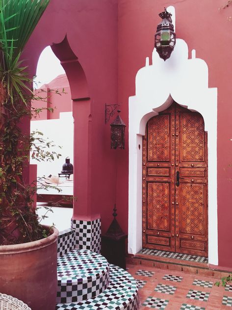 Marrakech Architecture, Morocco House, Morocco Home, Whimsy Decor, Morocco Hotel, Riad Marrakech, Moroccan Architecture, Moorish Design, Morocco Style