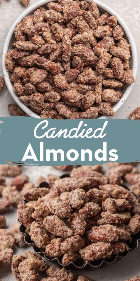 Candied almonds from Live Well Bake Often are perfect for gifting but can also be enjoyed atop salads, yogurt, and more. Easy to make and just 6 ingredients! These are easy to make and taste delicious! Try this recipe today! Holidays Snacks, Candied Almonds Recipe, Candy Almonds Recipe, Cinnamon Sugar Almonds, Live Well Bake Often, Pea Snacks, Almonds Recipe, Awesome Appetizers, Candied Almonds