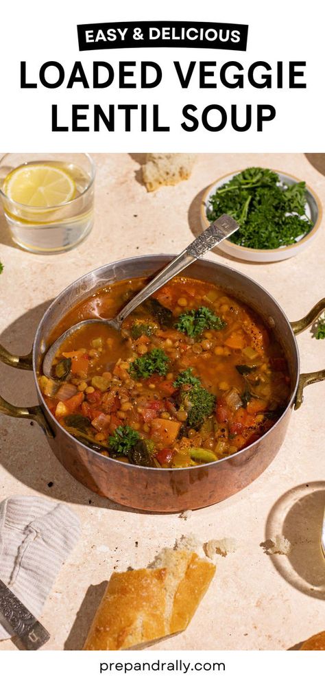 If so, you'll love this recipe for Easy Loaded Veggie Lentil Soup. 

There’s something great about the combination of fresh vegetables, including sweet onion, celery, carrot, red bell pepper, fresh spinach and carrots, along with hearty lentils such as green lentils, red lentils, yellow lentils, and brown lentils. These legumes are not only a great source of plant-based protein but are also rich in fiber, iron, and other essential nutrients. #vegetariansoup #lentils #fibermeals Healthy Soup Ideas, Soup Dinner Recipes, Dinner Recipes Soup, Veggie Lentil Soup, Soup Recipes Easy, Soup Recipes Healthy, Healthy Soup Recipe, Soups Recipes, Soup Ideas