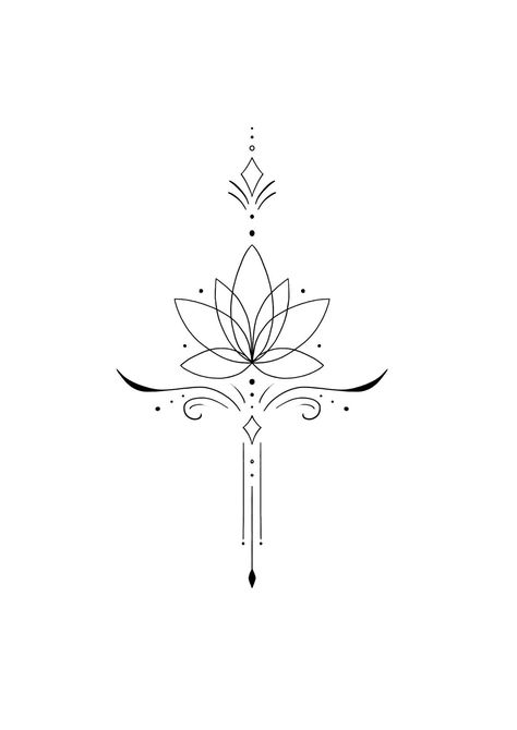 Unalome With Lotus, Geometric Tattoo Feminine, Lotus Mandala Design, Ankle Tattoo Ideas, Sternum Tattoo Design, Small Mandala Tattoo, Vintage Flower Tattoo, Lotus Tattoo Design, Cool Wrist Tattoos