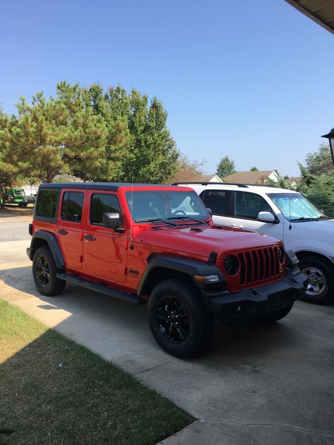 Firecracker Red Jeep Wrangler, Red Jeep Wrangler Aesthetic, Red Jeep Aesthetic, Devney Perry Aesthetic, Red Jeep Wrangler Unlimited, Jeep Sahara Unlimited, Memphis Ward, Four Door Jeep Wrangler, Jeep Wrangler Lights