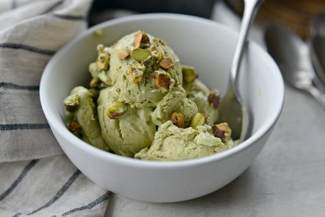 No-Churn Pistachio Ice Cream - Simply Scratch Pistachio Ice Cream Photography, Cream Photography, Green Ice Cream, Almond Ice Cream, Ice Cream Photography, Sorbet Ice Cream, Pistachio Butter, Making Whipped Cream, Pistachio Ice Cream