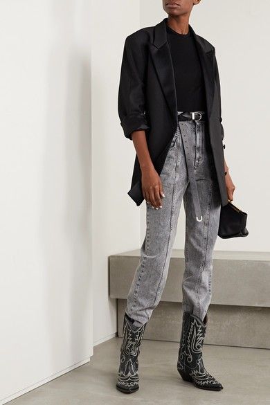 Isabel Marant Shoes, Cuban Heels, Denim Chic, Embroidered Leather, Cowboy Style, Jw Anderson, Boots Outfit, Style Icon, Net A Porter