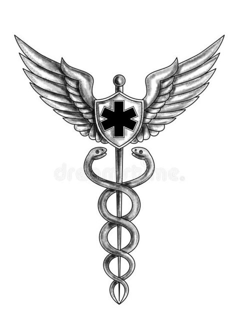 Staff Of Caduceus Tattoo, Tattoos For Paramedics, Small Ems Tattoos, Flight Nurse Tattoo, Emergency Medicine Tattoo, Ems Tattoo Ideas, Er Nurse Tattoo, Nurse Symbol Tattoo, Medical Tattoo Ideas Nursing