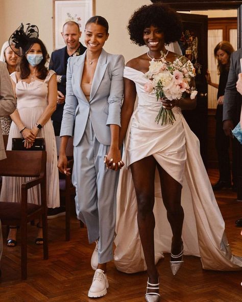 Bridal Suits Wedding Trend Ruffled Wlw Wedding, Prabal Gurung Dress, Queer Weddings, Vivienne Westwood Dress, Lesbian Wedding, Wedding Suits, Wedding Outfit, Beautiful Weddings, Getting Married