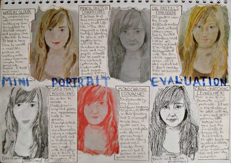 GCSE ART YEAR 10: Self-Portraits in Various Media by DaintyStain on DeviantArt Gcse Art Media Experiments, Experimenting With Media Art Gcse, Developing Ideas Gcse Art, Gcse Portraits, Sofia Art, Identity Artists, Sketchbook Examples, Gcse Sketchbook, Igcse Art