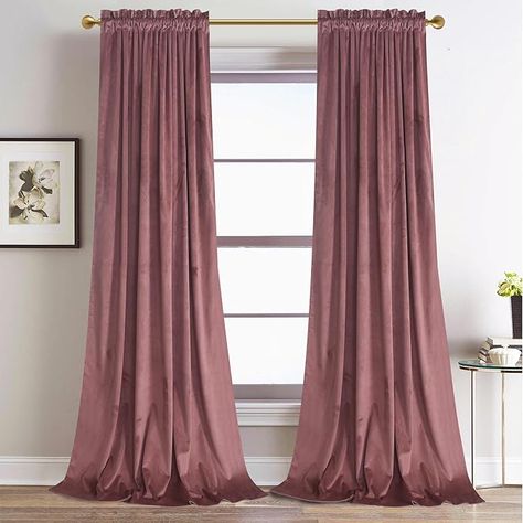 Amazon.com: Roslynwood Dusty Rose Velvet Curtains 84 inches Long for Bedroom, Super Soft Room Darkening Thermal Insulated Window Curtains for Living Room/Nursery Kids, W52 x L84, 2 Panels : Home & Kitchen Adhesive Window Film, Drapes For Bedroom, Bedroom And Living Room, Window Insulation, Window Dressings, Velvet Curtains, White Curtains, Grommet Curtains, Room Darkening