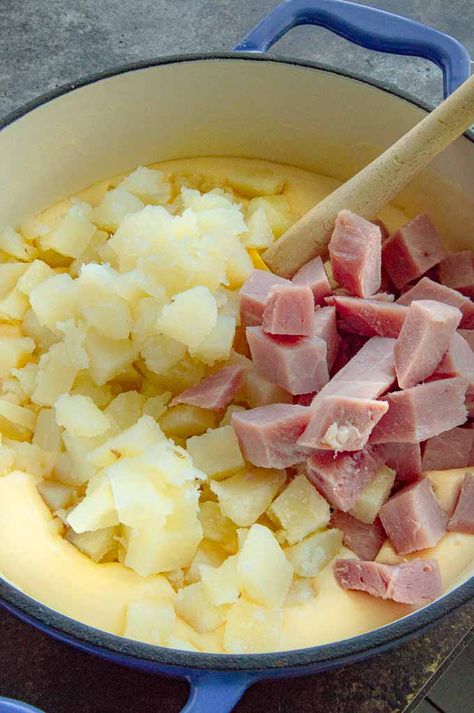 Ham Potato Casserole, Ham And Potato Recipes, Ham And Potatoes, Ham Gravy, Precooked Ham, Ham Steak Recipes, Scalloped Potato Casserole, Ham Casserole Recipes, Ham And Potato Casserole