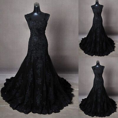 Black Wedding Dress Fitted, Vintage Black Wedding Dress, Macabre Wedding, Black Mermaid Wedding Dress, Gothic Prom Dresses, Black Bridal Gown, Gothic Mermaid, Black Bridal Dresses, Gothic Prom Dress