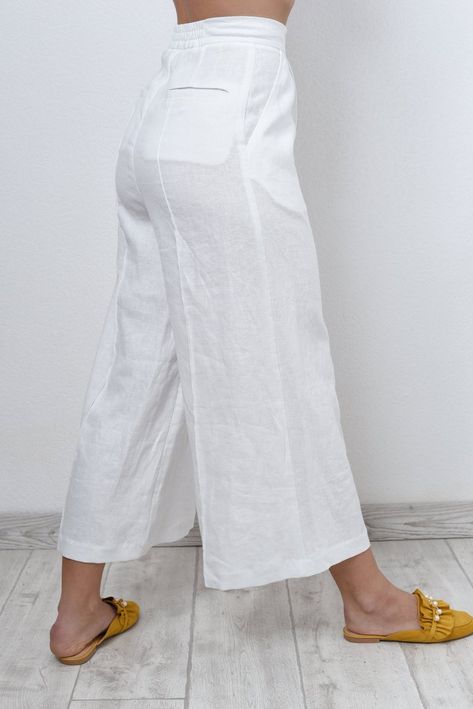 White linen pants for women linen culottes or full length | Etsy White Linen Pants Women, Natural Linen Pants, Wedding Pants, Linen Culottes, Cotton Pants Women, Womens Pants Design, Classy Suits, White Linen Pants, Linen Fashion