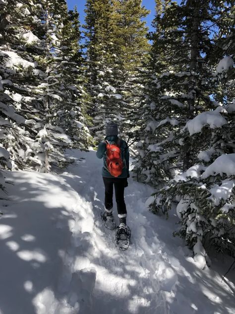 Winter hiking and snowshoe trails in Colorado from 1-6 miles Snow Shoeing Aesthetic, Snowshoe Aesthetic, Snowshoeing Aesthetic, Winter Lifestyle, Manifest Board, Snow Hiking, Arapahoe Basin, Cabin Vibes, Winter Pics