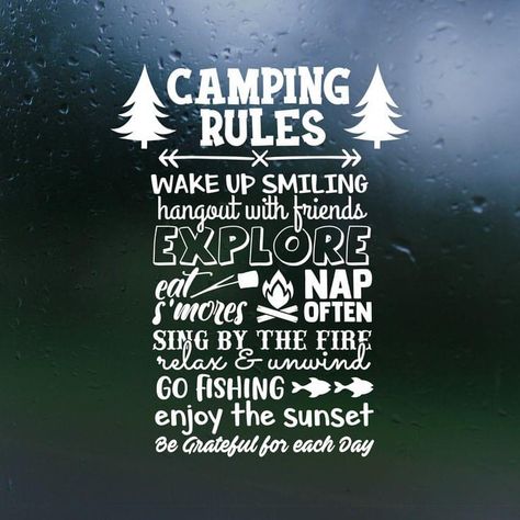 Camper Decals, Camping Rules, Trailer Decor, Cottage Lake, Camping Camper, Camper Renovation, Rv Interior, Oracal 651, Enjoying The Sun