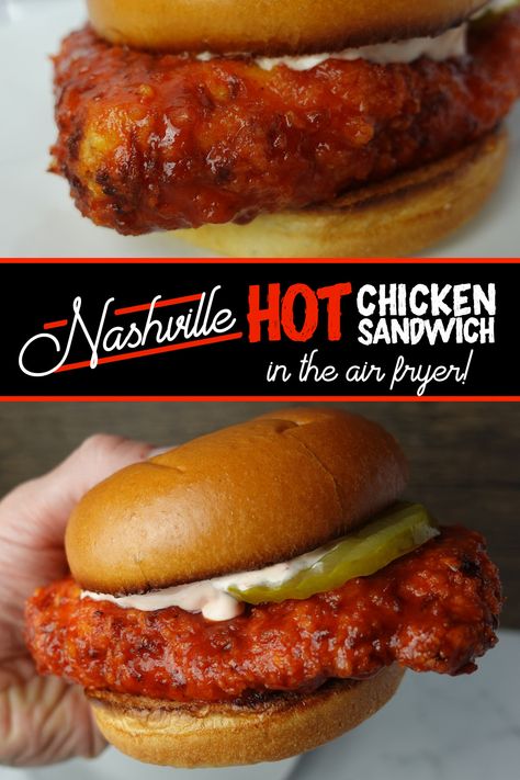 Healthy Nashville Hot Chicken Sandwich, Nashville Hot Chicken Sandwich Sauce, Nashville Hot Honey Chicken Sandwich, Grilled Nashville Hot Chicken Sandwich, Air Fry Chicken Sandwich, Nashville Hot Chicken Recipe Air Fryer, Keto Nashville Hot Chicken, Nashville Hot Chicken Sandwich Air Fryer, Spicy Chicken Sandwich Air Fryer