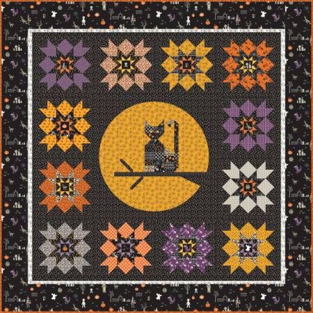 Moon Quilt, Calico Cats, Hanging Quilts, Charm Quilt, Sewing Machine Embroidery, Quilt Stores, Fabric Kit, Halloween Quilts, Fall Patterns