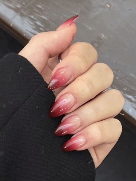 25  Cute Autumn Nail Ideas You Will Want To Recreate This Fall Dark Red Douyin Nails, Ombré Jelly Nails, Nail Designs Jelly, Phoenix Core, Gel Nails Long, Red Ombre Nails, Faded Nails, Shellac Manicure, Blush Nails