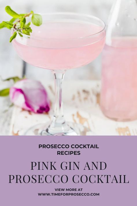 Pink Gin Cocktails, Prosecco Cocktail Recipes, Gin And Lemonade, Prosecco Drinks, Beautiful Drink, Best Gin Cocktails, Gin And Prosecco, Champagne Recipes Cocktails, Cocktail Gin