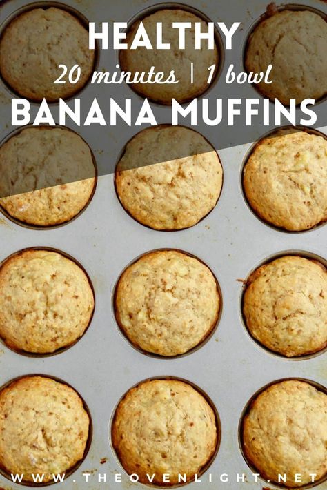 Healthy Banana Muffins | No Refined Sugar | The Oven Light Breakfast Banana Muffins No Sugar, Sugar Free Banana Muffins, Mini Banana Muffins, Banana Muffins Easy, Healthy Banana Muffins, Fit Recipes, Sugar Recipes, Baking Powder Uses, Light Breakfast