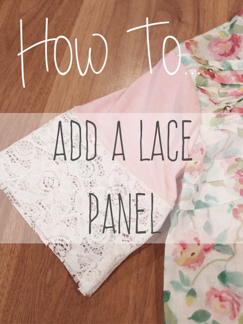 Adding Fabric To Shirts, Diy Lace Shirt, Diy Lace Sleeves, Alter Clothing, Sewing Repairs, Fashion Upcycling, Lace Panel Top, Shirt Crafts, Skirt Waistband