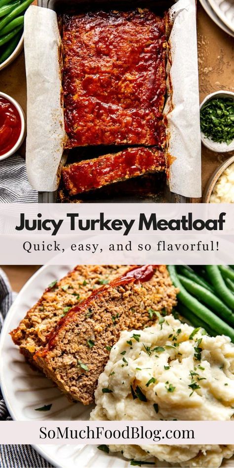 This truly is the best and juiciest Turkey Meatloaf recipe! The turkey is tender and so flavorful and topped with a smoky ketchup glaze. Best Turkey Meatloaf, Juiciest Turkey, Easy Turkey Meatloaf, Ground Turkey Meatloaf, Turkey Meatloaf Recipe, Turkey Meatloaf Recipes, The Best Turkey, Good Meatloaf Recipe, Best Meatloaf