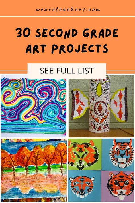 30 Terrific Second Grade Art Projects and Activities - WeAreTeachers 2nd Grade Art Curriculum, Art Activities 2nd Grade, Grade Two Art Projects, 2nd And 3rd Grade Arts And Crafts, 2nd Grade Art Docent Projects, Grade 2 Back To School Art, Grade 2 Art Ideas Activities, Art Lessons 2nd Grade, Grade 2 Art Ideas Lesson Plans