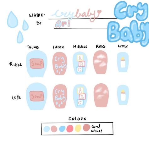 K-12 Inspired Nails, K-12 Nails Ideas, Melanie Martinez Acrylic Nails, Cry Baby Nails Melanie Martinez, Melanie Martinez Nail Art, Nail Ideas Melanie Martinez, Melanie Martinez Themed Nails, Melanie Martinez Nails Inspired Cry Baby, Melanie Martinez Nails Trilogy