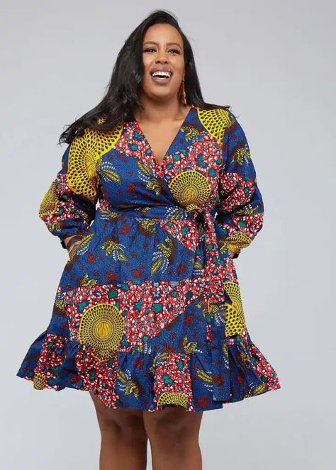 Latest Ankara Styles for Ladies With Big Tummy – Svelte Magazine Big Tummy, Below The Knee Dresses, African Print Dress Ankara, Womens Wrap Dress, African Print Clothing, Short African Dresses, Latest Ankara, Ankara Gown Styles, Latest Ankara Styles