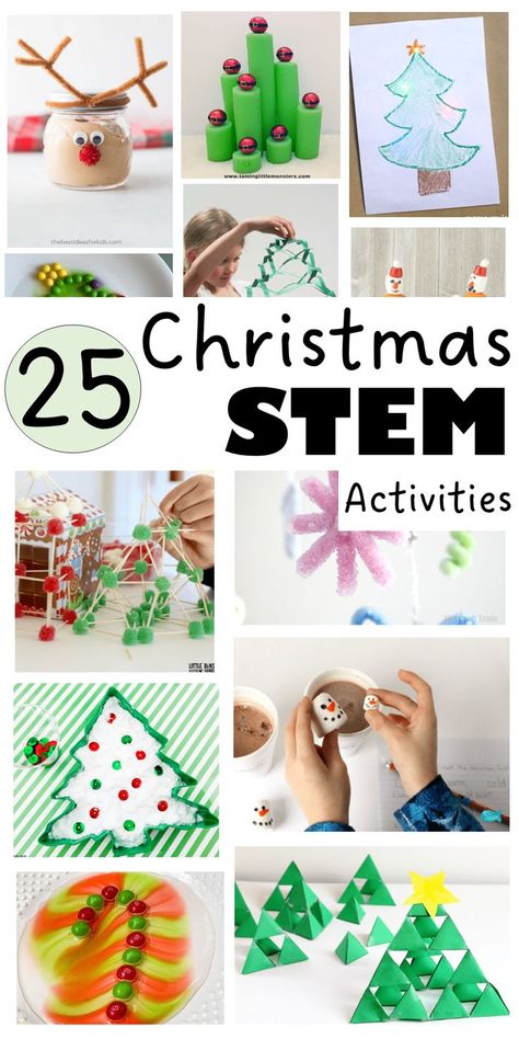 The pin shows a collection of Christmas STEM activities including reindeer slime, a light of tree card, snowmen marshmallows, dissolving candy cane, gum drop building and more. Tree Stem Activities, Diy Christmas Escape Room, Christmas Stem Projects, Christmas Tree Stem, Upper Elementary Christmas, Holiday Stem Activities, Christmas Escape Room, Christmas Learning Activities, Christmas Stem Activities