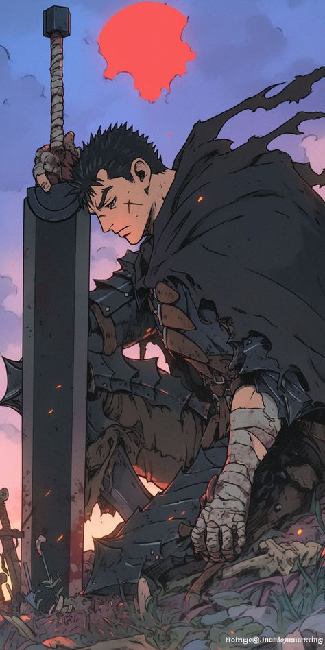 #anime #manga #wallpaper #cartoon #otaku #phonewallpaper #background #aesthetic #berserk #guts Guts Wallpaper, Guts Anime, Anime Phone Wallpaper, Berserk Guts, Wallpaper Cartoon, Manga Wallpaper, Dark Landscape, Anime Phone, Japanese Landscape