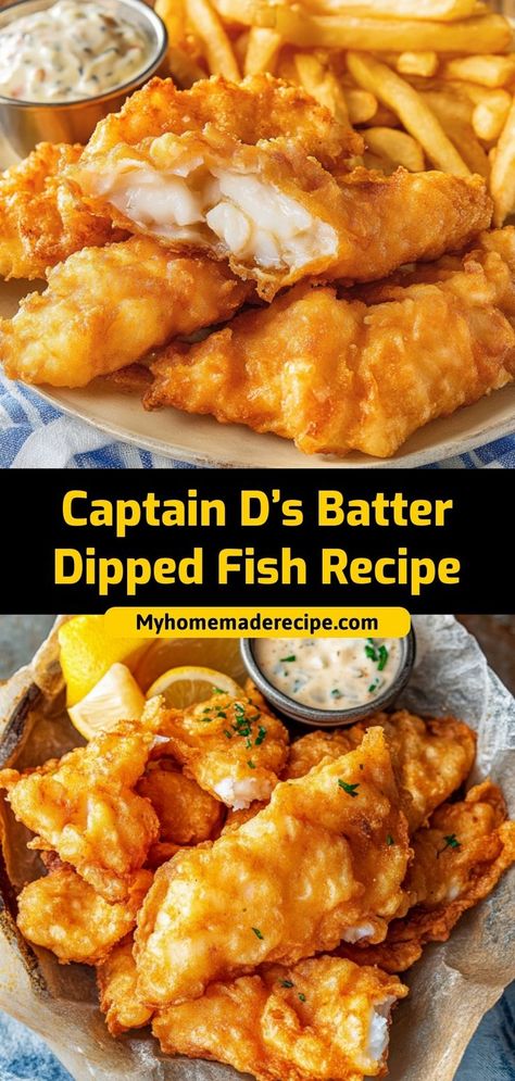 This Captain D’s batter dipped fish recipe is crispy, golden, and deliciously seasoned. Perfect for recreating a seafood favorite at home! Ingredients: 1 lb white fish fillets 1 cup flour 1 cup milk 1 tsp salt Enjoy this crispy battered fish, perfect with a side of fries or coleslaw Best Crappie Recipes, Beer Battered Catfish, Battered Cod Recipe, Battered Cod Fish Recipes, White Fillet Fish Recipes, Fish And Chips Batter Recipe, Air Fried Battered Fish, Pride Of The West Batter Recipe, Wet Batter For Fish