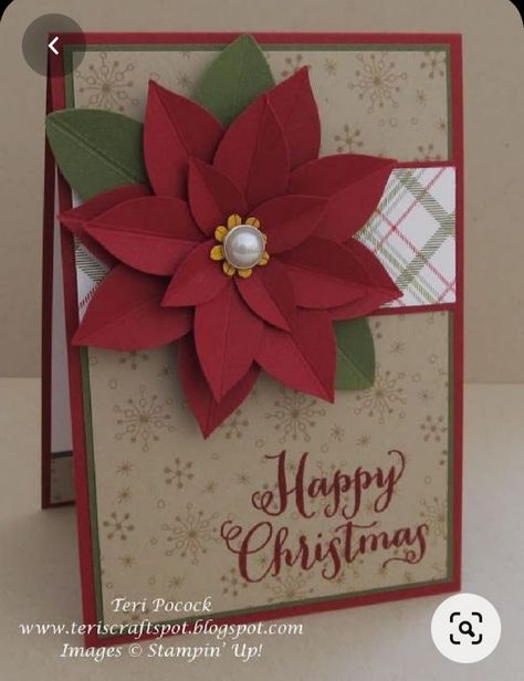 Cake Background, Flower Punch, Stampin Up Weihnachten, Poinsettia Cards, Christmas Card Inspiration, Homemade Christmas Cards, Birthday Calendar, Handmade Christmas Cards, Christmas Card Crafts