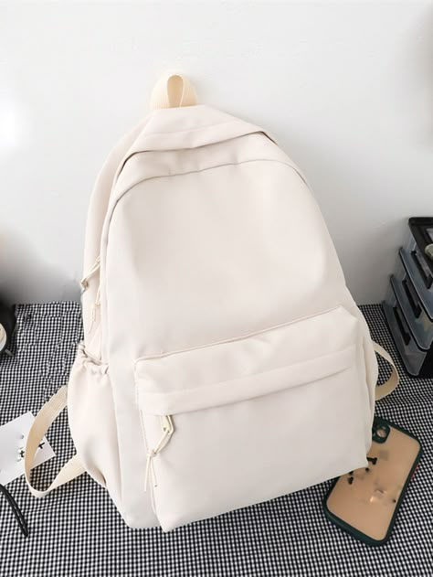 Cute Backpacks For School, High School Backpack, Stylish School Bags, School Bag Essentials, Aesthetic Backpack, White Backpack, Simple Backpack, Cheap Purses, Everyday Handbag