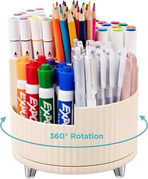 Amazon.com: HBlife Pencil Pen Holder for Desk, 5 Slots 360° Degree Rotating Desk Organizers and Accessories, Desktop Storage Stationery Supplies Cute Pencil Cup Pot for Office, School, Home, Art Supply, White Affordable Functional Organizers With Pen Holders, White Organizer With Pen Holders For Daily Use, Multifunctional School Organizer With Pen Holders, Multicolor School Craft Supplies With Pen Holders, Rotating Desk, Mom Office, Affordable Daily-use Pen Holders, Cute Pencil, Smartwatch Women