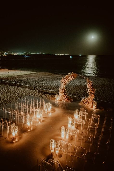 Cabo Beach Wedding, Night Beach Weddings, Romantic Candlelit Wedding, Cabo Beach, Sunset Beach Wedding, Small Beach Weddings, Candlelit Wedding, Sunset Beach Weddings, Candle Lit Wedding