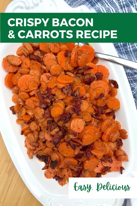 This Bacon Carrots Recipe is sweet, salty, smokey, creamy, crunchy, and all together DELICIOUS. I mean, can you go wrong with bacon? That's right, carrots are sauteed in beautiful bacon fat and a touch of honey, coriander, and garlic. #carrots #carrotrecipes #sidedishes #veggiesides Carrot And Bacon Recipes, Carrot Bacon Recipe, Beef Stew Stove, Turkey Bacon Breakfast, Bacon Carrots, Carrot Bacon, Beef Stew Stove Top, Garlic Carrots, Sweet Carrots