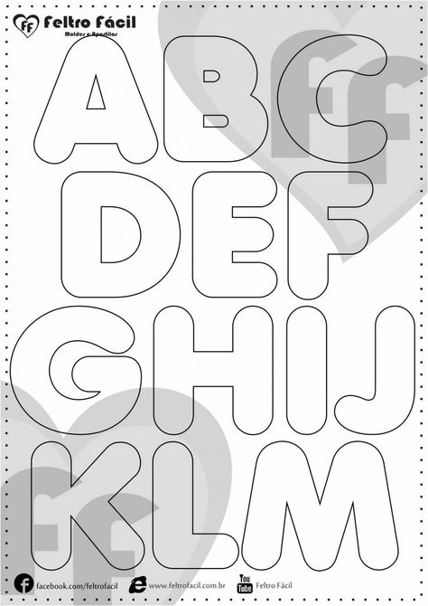 Stencil Lettering, Alphabet Letter Templates, Alphabet Templates, Printable Alphabet Letters, Felt Crafts Patterns, Felt Letters, Felt Pattern, Pola Sulam, Letter Stencils