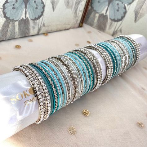 Saree Bangles, Blue Bangles, Desi Jewelry, Bangle Stack, Pakistani Jewellery, Hand Jewellery, Wedding Jewelry Sets Bridal Jewellery, Indian Wedding Jewelry Sets, Ethnic Chic