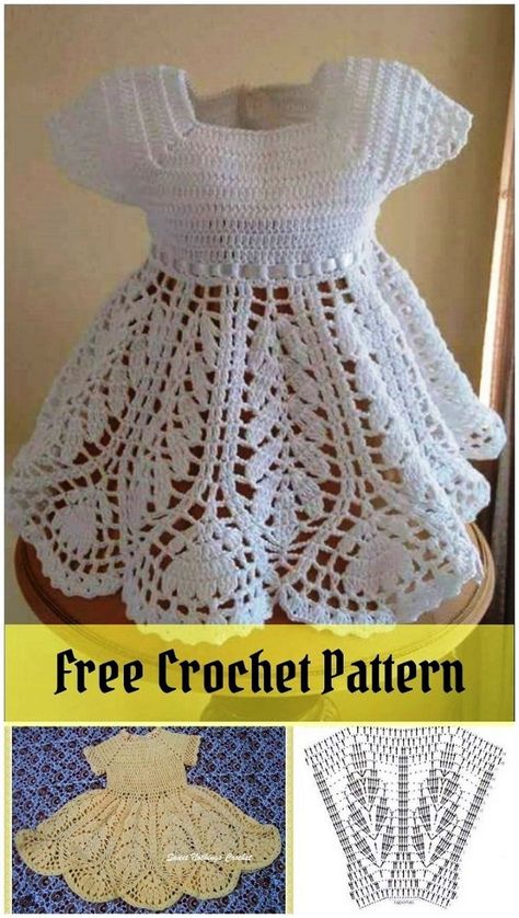 Lotus Dress, Crochet Baby Dress Free Pattern, Vestidos Bebe Crochet, Háčkované Lemy, Crochet Dress Girl, Crochet Dress Pattern Free, Crochet Baby Girl Dress, Baby Dress Pattern, Crocheted Dress