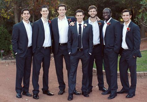 Groomsmen without Ties Groom Trends, Group Photo Poses, Weatherford Texas, Romantic Fall Wedding, Blue Suits, Groomsmen Ties, Wedding Crashers, Groom Ties, Celebrity Wedding